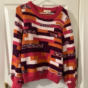 SEZANE Colorful Warm Geometric Sweater